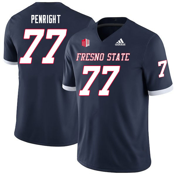 Men #77 Toreon Penright Fresno State Bulldogs College Football Jerseys Sale-Navy